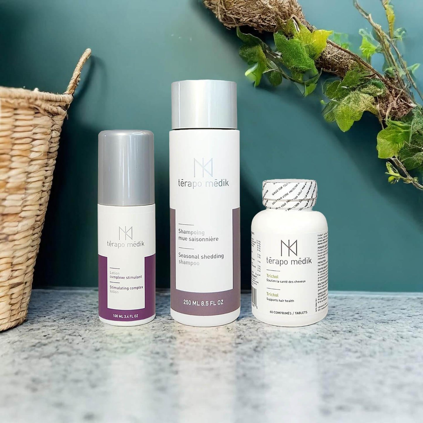 Shampoing, Lotion et Comprimés Mue Saisonnière | Kit Capillaire Térapo Médik - Clinique à Deux Cheveux