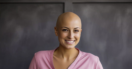 Femme ayant perdu ses cheveux après des traitements de chimiothérapie