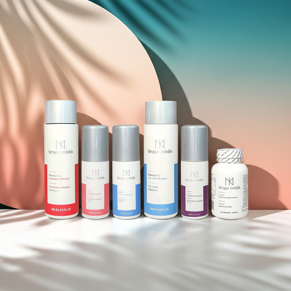 Ensemble pour Perte Cheveux Femmes Alopécie Androgénique avec Cuir Chevelu Gras